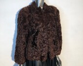 Karakul Fur Coat Women 39 s short in sporty style astrakhan fur brown color fur coat with a small collar female size is small.