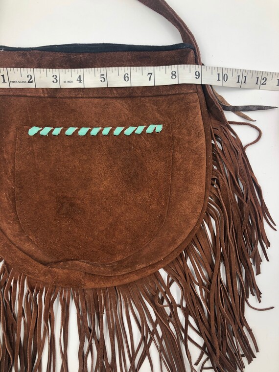 Brown real fur real suede shoulder bag with decor… - image 6