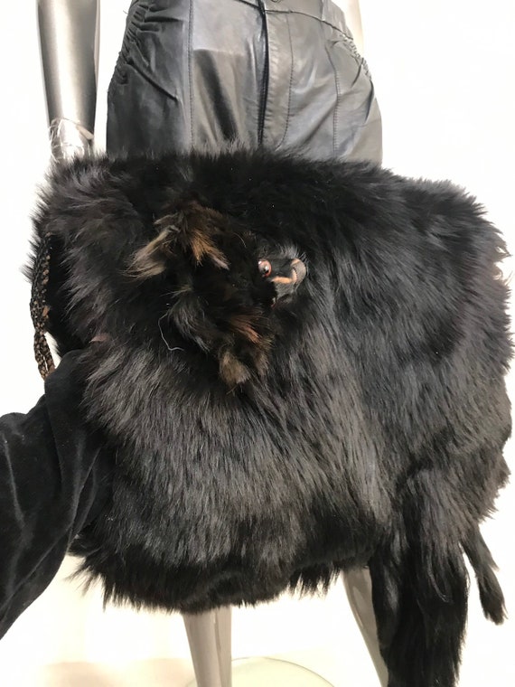 Woman Muffs black real fox very elegant. - image 2