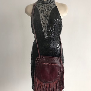 Burgundy handmade bag, small leather, bag with one pocket, crossbody purse size s, recycle materials new.