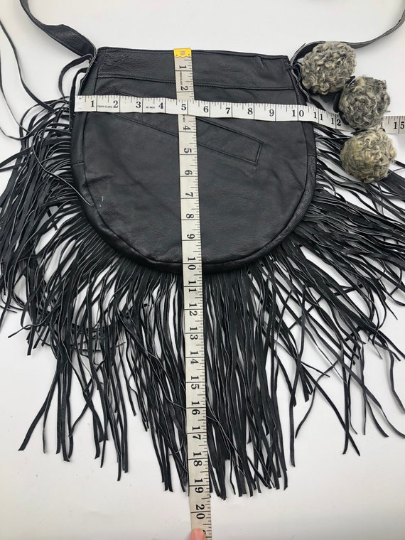 Black real leather with grey karakul fur shoulder… - image 6