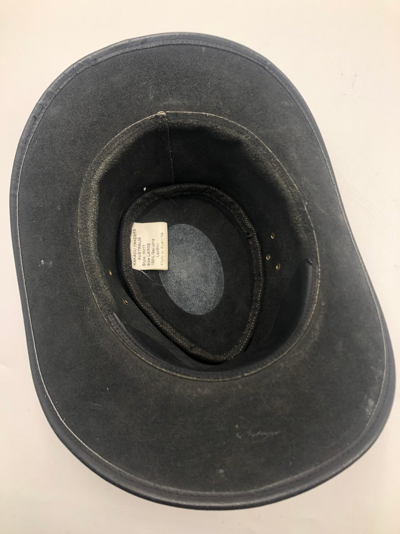 Black real leather cowboy hat with belt unisex.