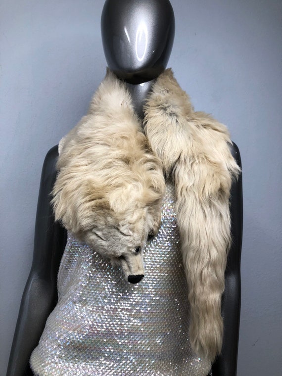 Polar fox fur collar burning man style festival r… - image 1