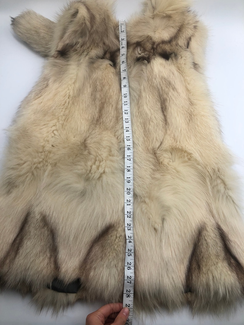 Beige polar fox vest with tail collar woman size M.