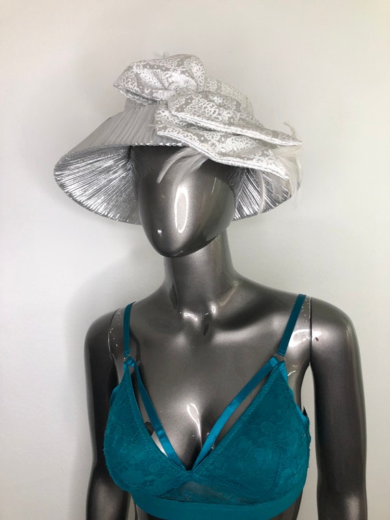 Silver silk cotton summer fashion party hat woman.