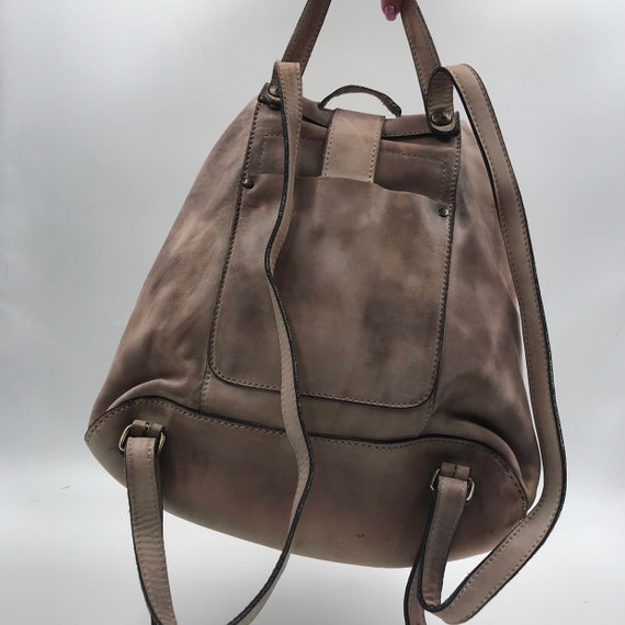 Backpack Leather Youth Trendy Beige color  with m… - image 3