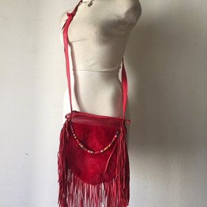 Red women&#39;s fridge fur handbag, new unique vintage style designer handmade bag for lady&#39;s, size - medium.