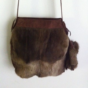 Really steep crossbody bag from real nutria fur and suede velvet fur bag with fur decoration stylish bag handmade new collection size-large.
