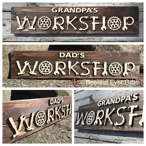 Workshop Sign, Gift for Dad, Custom Garage Sign, Step Dad Gift, Grandpa Gift, Fathers Day Gift, Personalized Sign, Step Dad, Christmas Gift