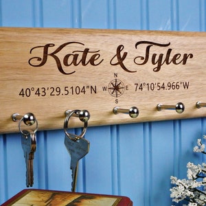 Personalized Laser Engraved Wood Housewarming Gift - New Home Couples Gift - Our First Home - Realtor House Warming Gift - Custom Key Holder