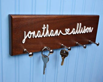 Key Holder For Wall -Personalized Key Hanger Housewarming New Home Housewarming Gift Our First Home House Closing Warming Gift Key Hook Rack