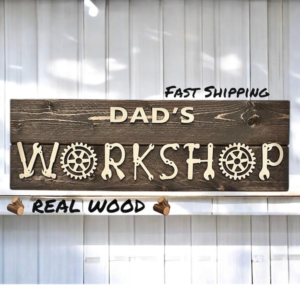 Personalized Wood Workshop Sign: 3D Lettering, Rustic Pallet Style