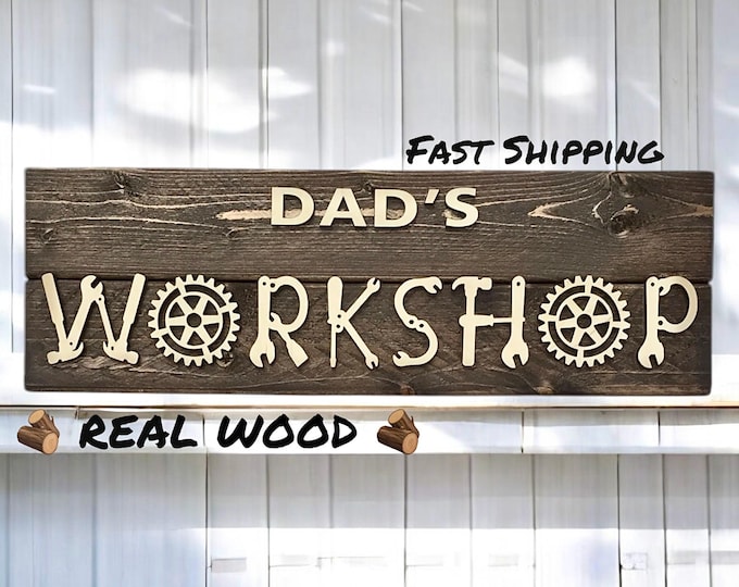 Personalized Wood Workshop Sign: 3D Lettering, Rustic Pallet Style
