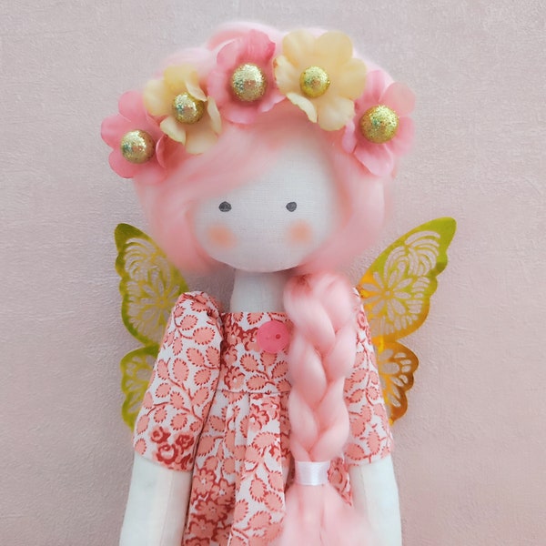 poupée,poupée de chiffon,cadeau naissance,cadeau anniversaire,ange, angelot,cadeau mamie,pâques,cadeau pâques,art doll,fée, mamange