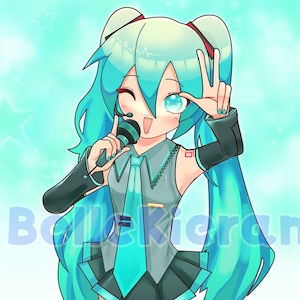 hatsune miku inspired 8.5&quot; x 11&quot; print