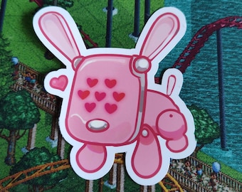 lovely pink 3" robo dog sticker