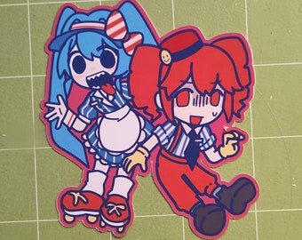 mesmerizer inspired kasane teto & hatsune miku 3&quot; sticker