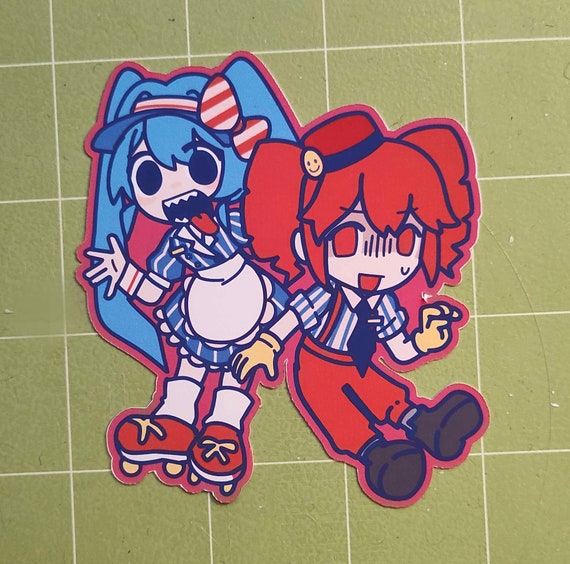 mesmerizer inspired kasane teto & hatsune miku 3" sticker