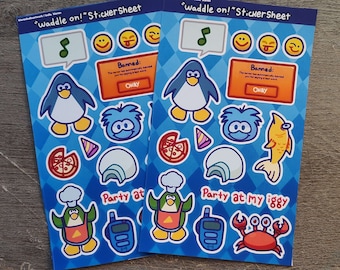 virtual penguin inspired sticker sheets
