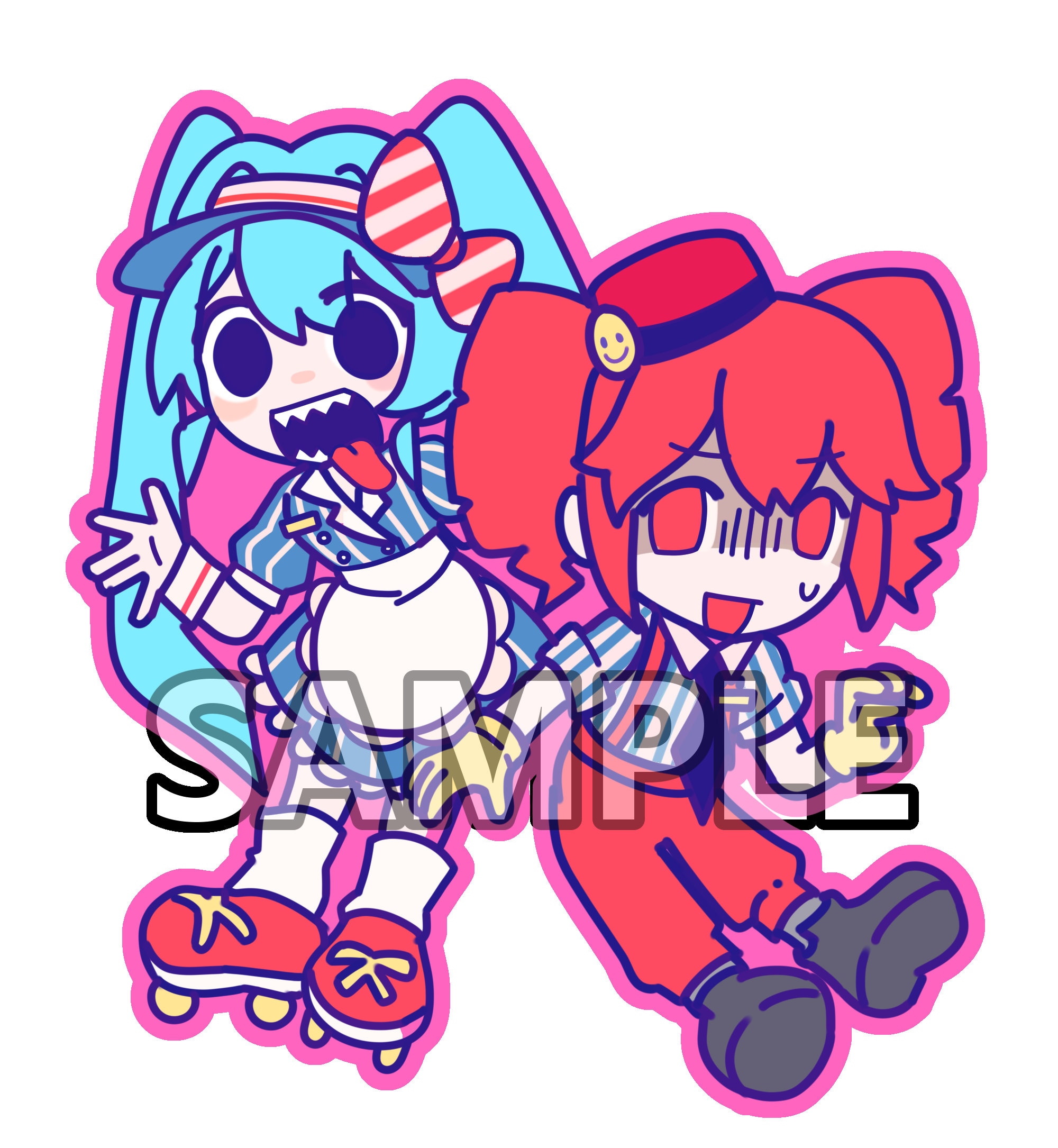 メスメライザー風 重音テト＆初音ミク 3インチステッカー - Etsy