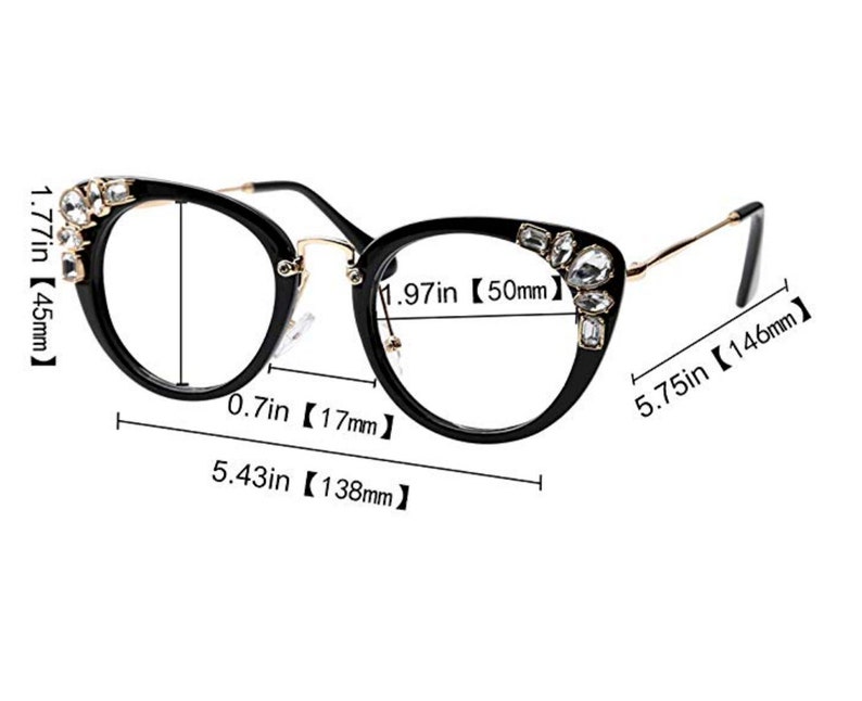 Black Frame spectacles Luxurious Bling Eyeglasses Rhinestones Reading Glasses