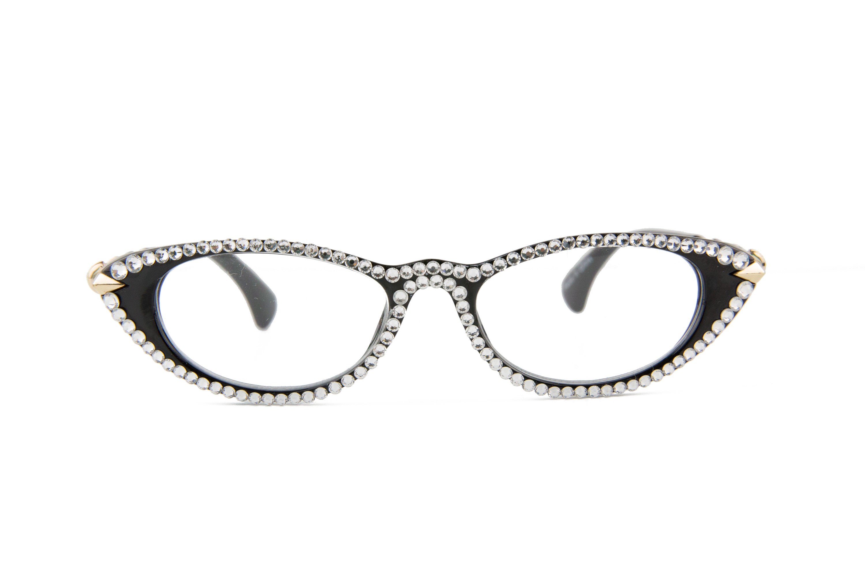 Cat Eye Swarovski Crystal Vintage Reading Glasses 1.50 1.75 Etsy