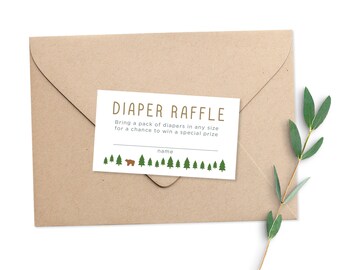 Camping Baby Shower Diaper Raffle Insert Card (Digital Download)