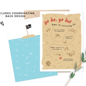 Pirate Map Birthday Invitation: Yo Ho Party Invite (Digital Download)