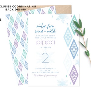 Frozen Princess Birthday Party Invitation / Classy Elsa and Anna Frozen 2 Modern Winter Birthday Party Invitation/ Custom Printable Download