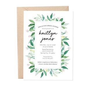 Floral and Greenery Bridal Shower Invitation / Custom Digital Printable Download