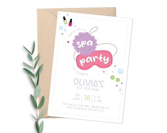 Spa Birthday Party Invitation: Manicure Pedicure (Digital Printable Download)