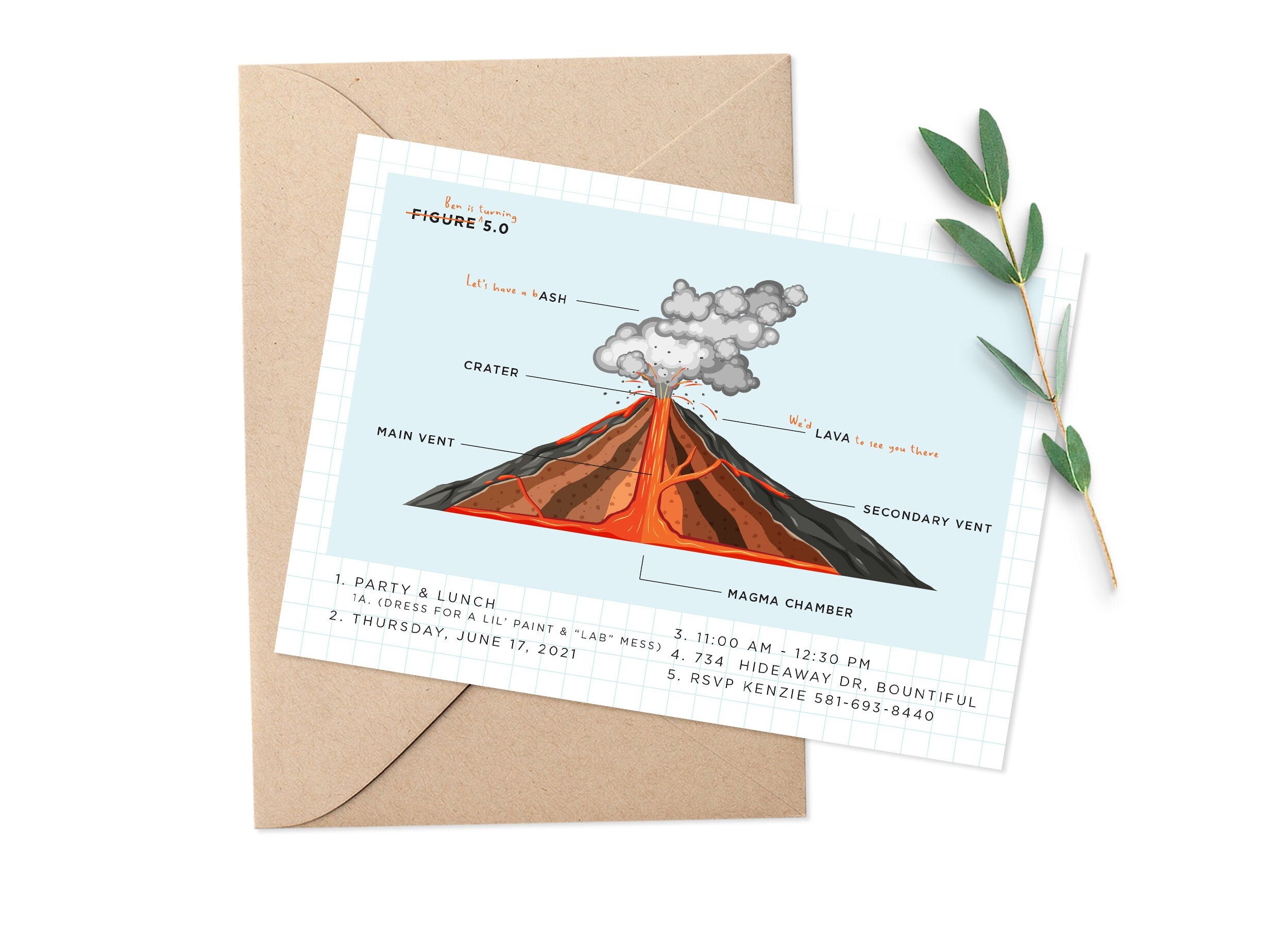 Volcano Birthday Party Invitation / Scientist Lab Birthday / Etsy Ireland