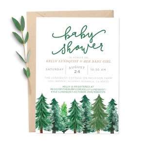 Watercolor Tree Forest Outdoors Adventure Baby Shower Invitation / Baby Boy Shower Invite / Custom Digital Printable Download