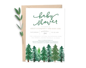 Watercolor Forest Baby Shower Invitation: Outdoors Adventure (Digital Download)