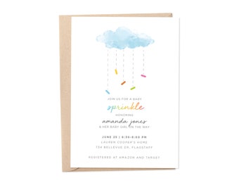 Watercolor Cloud Baby Sprinkle Invitation (Digital Download)