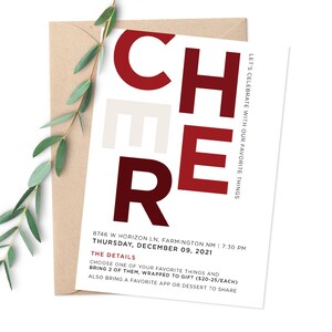 Favorite Things Party Invitation / Cheer Modern Classy Girls Night Christmas Favorite Things Gift Exchange / Digital Printable Download