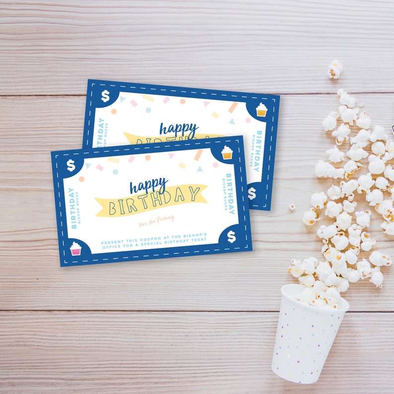 LDS Primary Birthday Bucks Primary Children Birthday Gift Coupon