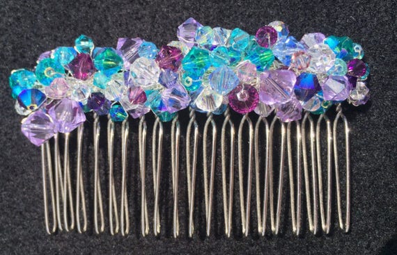 Handmade-Abiti da Sposa Damigelle D/'onore Prom-Viola Perla /& Cristallo Capelli Pettine Slide