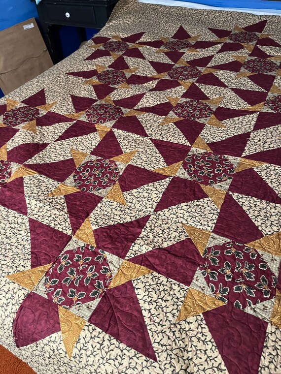 Red and Gold Quilt Etsy