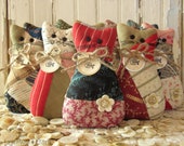 Primitive Barn Cat Bowl Filler, Antique Crazy Quilt Ornament, Mini PillowShelf Sitter, Farmhouse Cupboard Tuck, Tiered Tray Decor