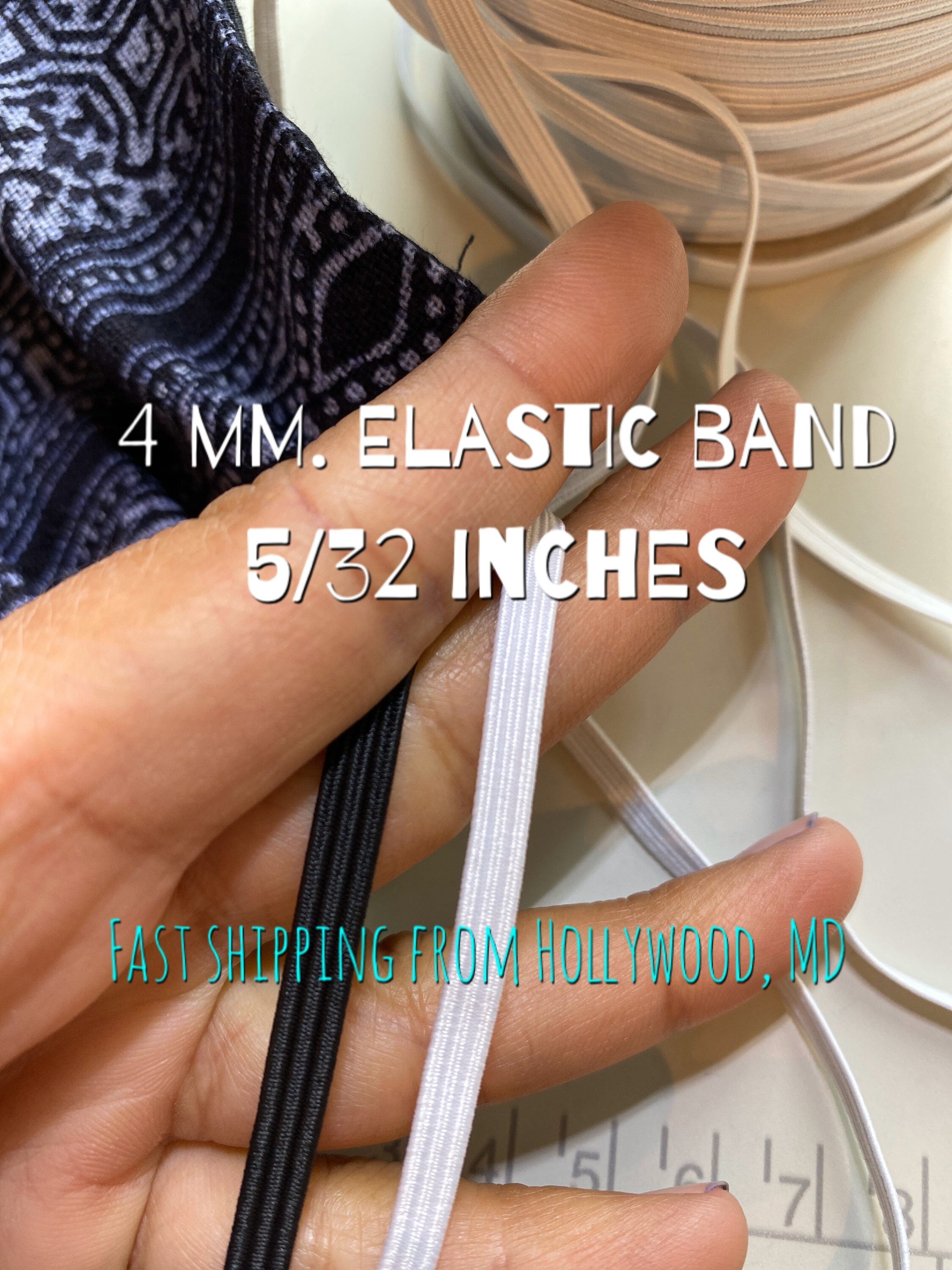 Black 1/4 Inch Elastic for Sewing Face Mask Skinny Elastic by the Yard Thin  Braided Elastic 6mm Elastic Band Rope Cord Flat Flat Strap 