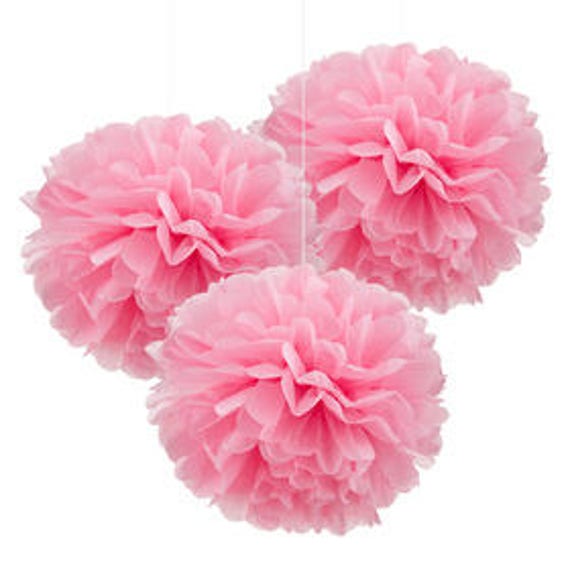 3 Pink Tissue Paper Pom Poms Wedding Decorations Flower Pom Etsy
