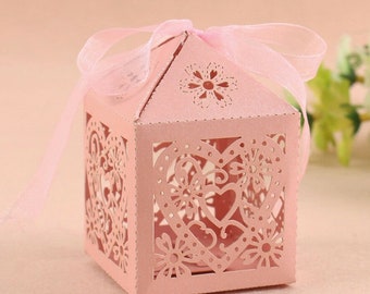 Wedding Favors Hollow Cut Heart Shape Cup Cake Gift Product Macaron Favor Boxes, Candy boxes, favours, Wedding Boxes, Pink Lace Boxes