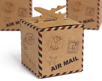 Rustic Airmail Inspiried Vintage Shabby Chic Wedding Favour Boxes Craft Boxes, Rustic Wedding, Sweets Boxes, Candy boxes, favours,