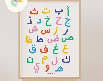 Arabic Alphabet Poster, Arabic letter poster, Arabic Printable, Arabic Alphabet Typography