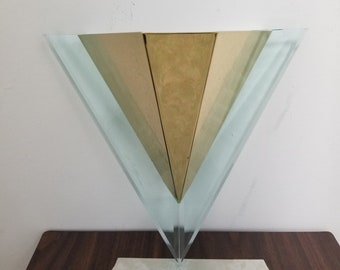 Mid Century Brass And Lucite Wall Sconce Hollywood Regency Sconce Geometric Sconce