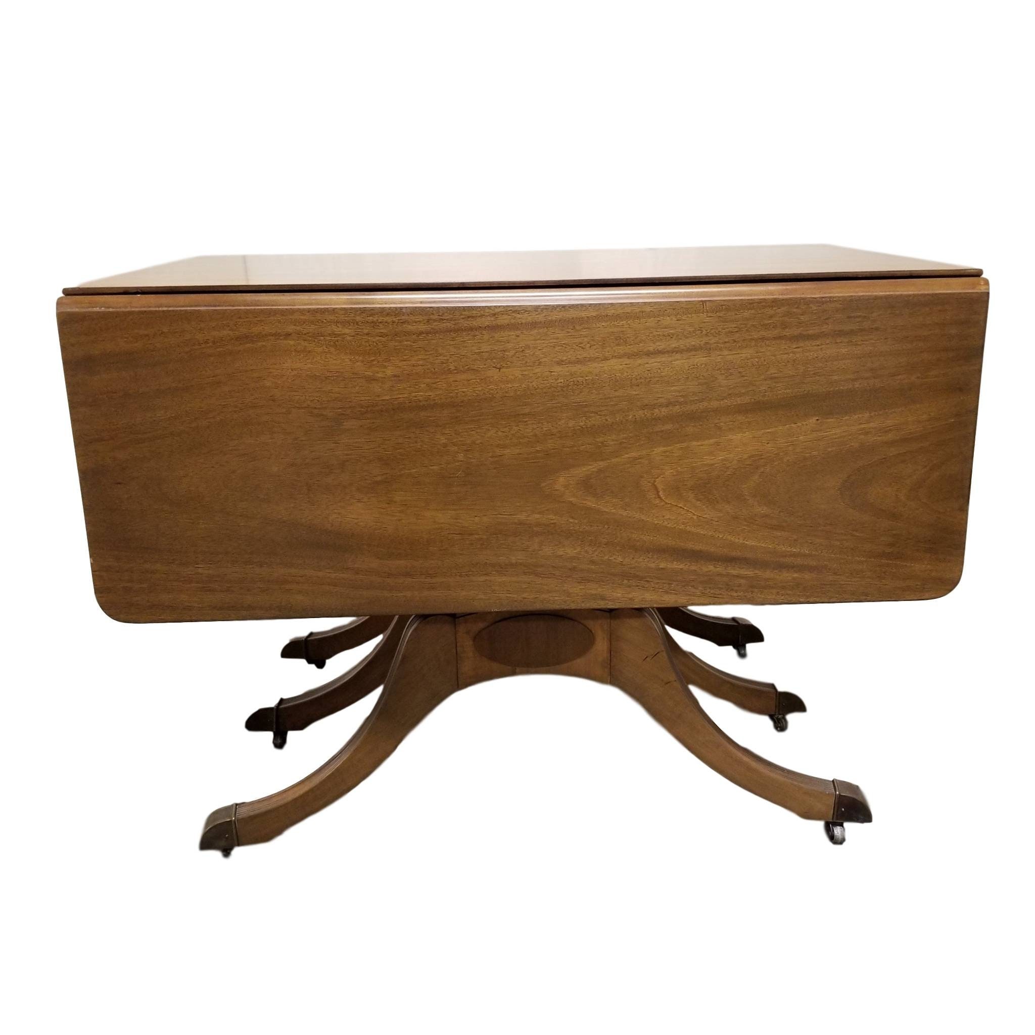 1940s Extendable Mahogany Drop Leaf Dining Table Extensole Dining