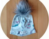 Baby Hat - Organic Pom Beanie Toque - Mermaid Love - Newborn