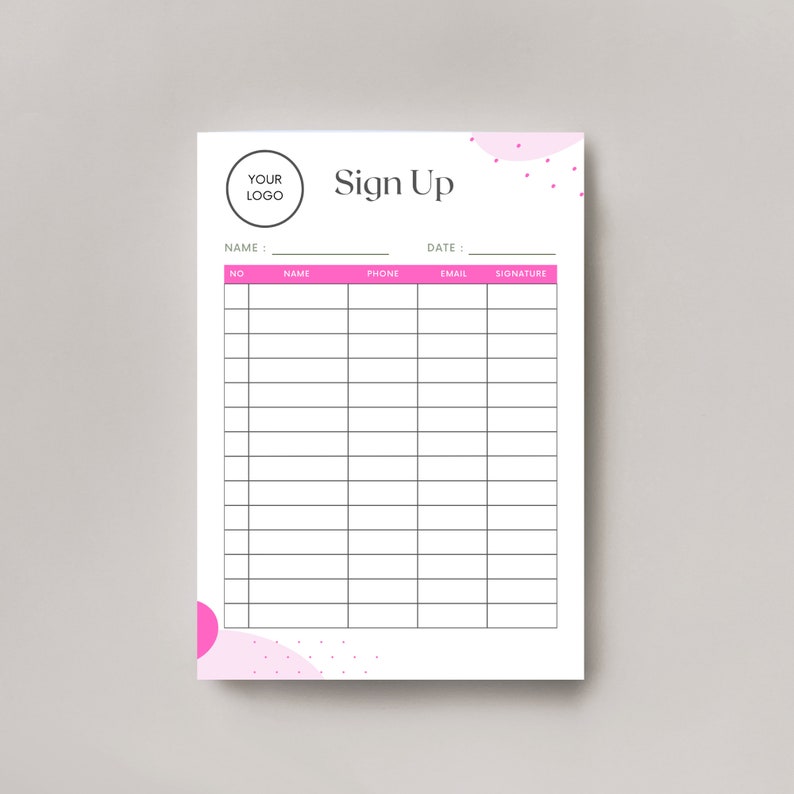 Editable Printable Sign up Sheet Bundle: Canva Templates in 4 Colors Editable Printable Sign up Sheet Bundle: Canva Templates in 4 Colors