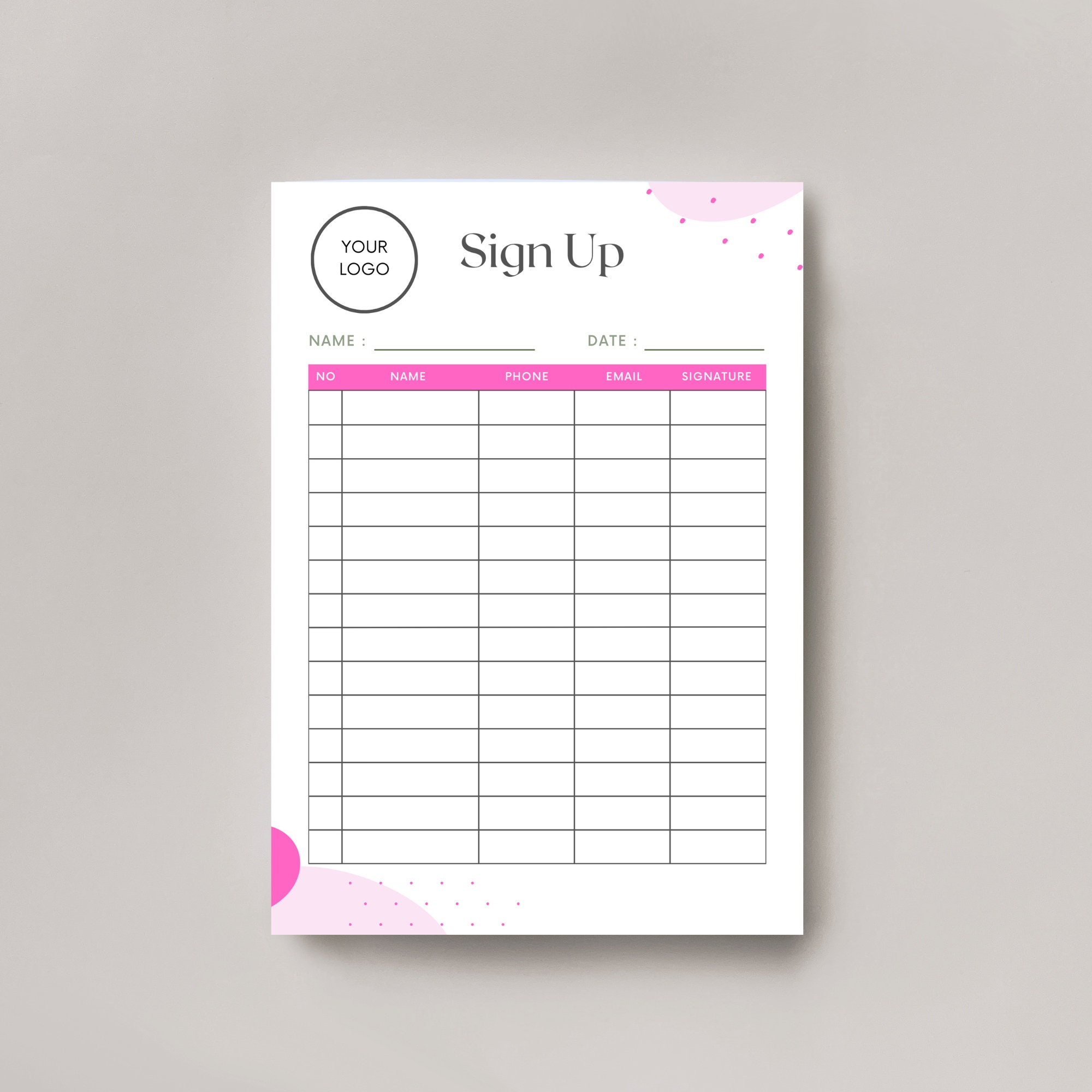 Editable Printable Sign up Sheet Bundle Canva Templates in 4 Colors